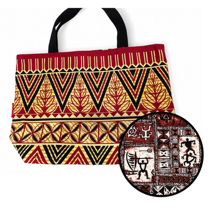 Heavyweight Reversible Tote Bag - Tribal and Ki'i Pohaku