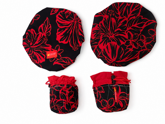 'Uli'uli Covers Red on Black Flowers