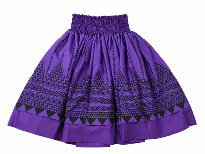 Purple Tribal and Purple Quilt Leis Reversible Pa'u Skirt
