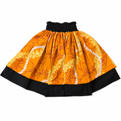 White Black Hibiscus and Orange Leis Reversible Pa'u Skirt