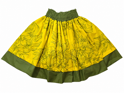 Green Honu and Yellow Hibiscus Reversible Pa'u Skirt