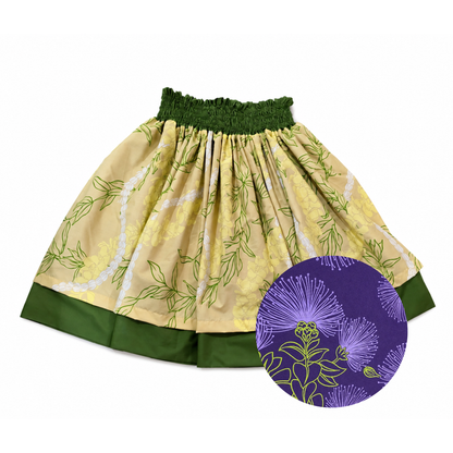 Beige Leis and Purple Lehua Reversible Pa'u Skirt