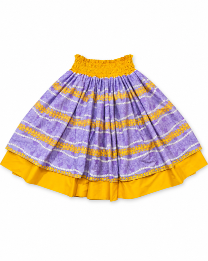Red Yellow 'Ohi'a Lehua and Purple Puakenikeni Reversible Pa'u Skirt