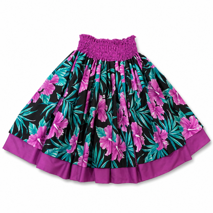 Purple Leaves and Pink Hibiscus Reversible Pa'u Skirt