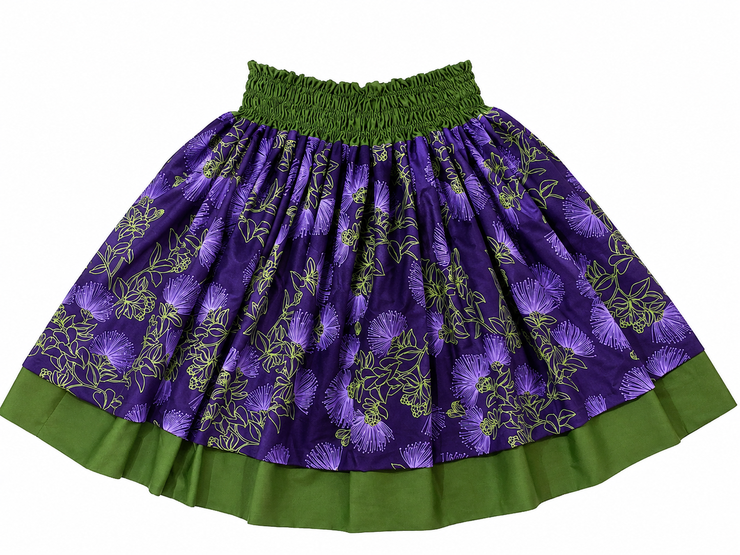 Beige Leis and Purple Lehua Reversible Pa'u Skirt