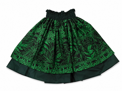 Black Green Foliage and Green Honu Reversible Pa'u Skirt