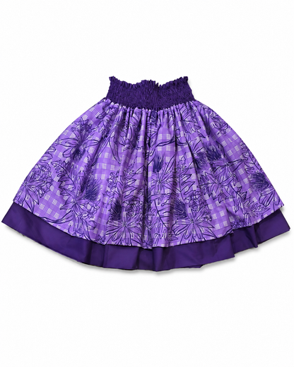 Purple Floral Palaka and Purple Lehua Reversible Pa'u Skirt