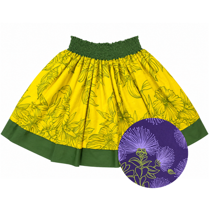 Yellow Hibiscus and Purple Lehua Reversible Pa'u Skirt
