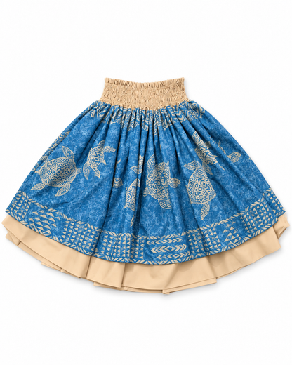 Red Tribal and Blue Honu Reversible Pa'u Skirt
