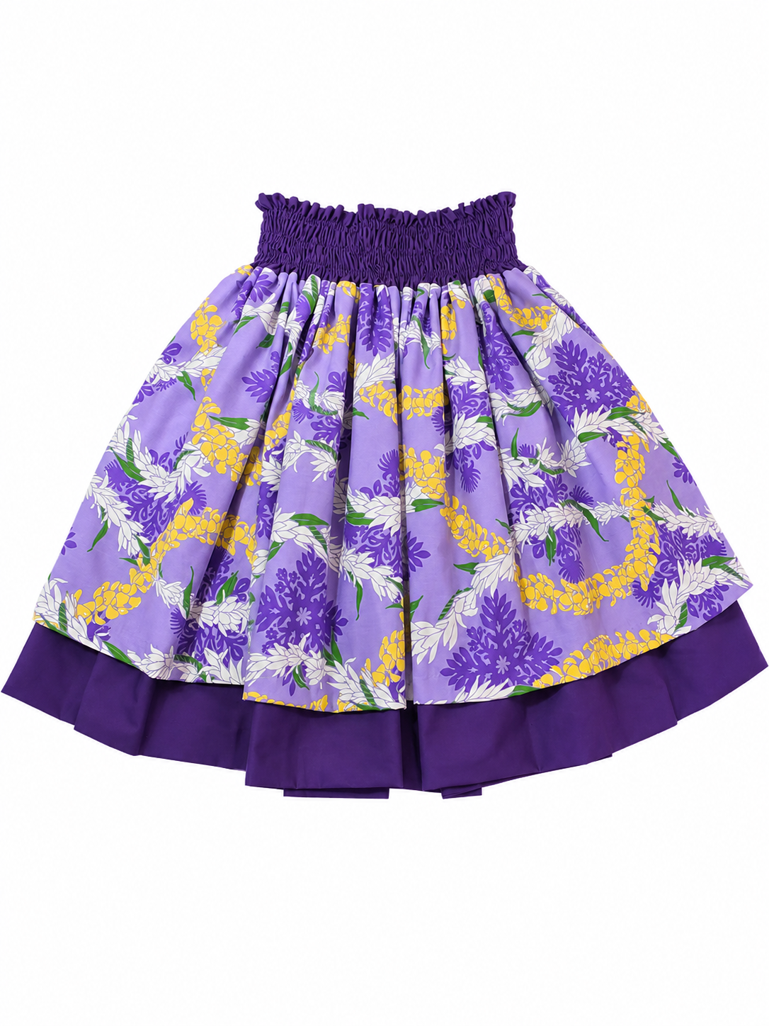 Purple Tribal and Purple Quilt Leis Reversible Pa'u Skirt