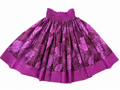 Purple Leaves and Pink Hibiscus Reversible Pa'u Skirt