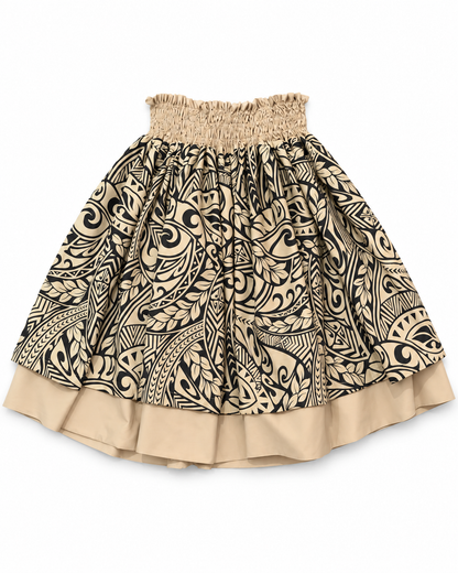 Purple Pineapple Monstera and Beige Tribal Reversible Pa'u Skirt