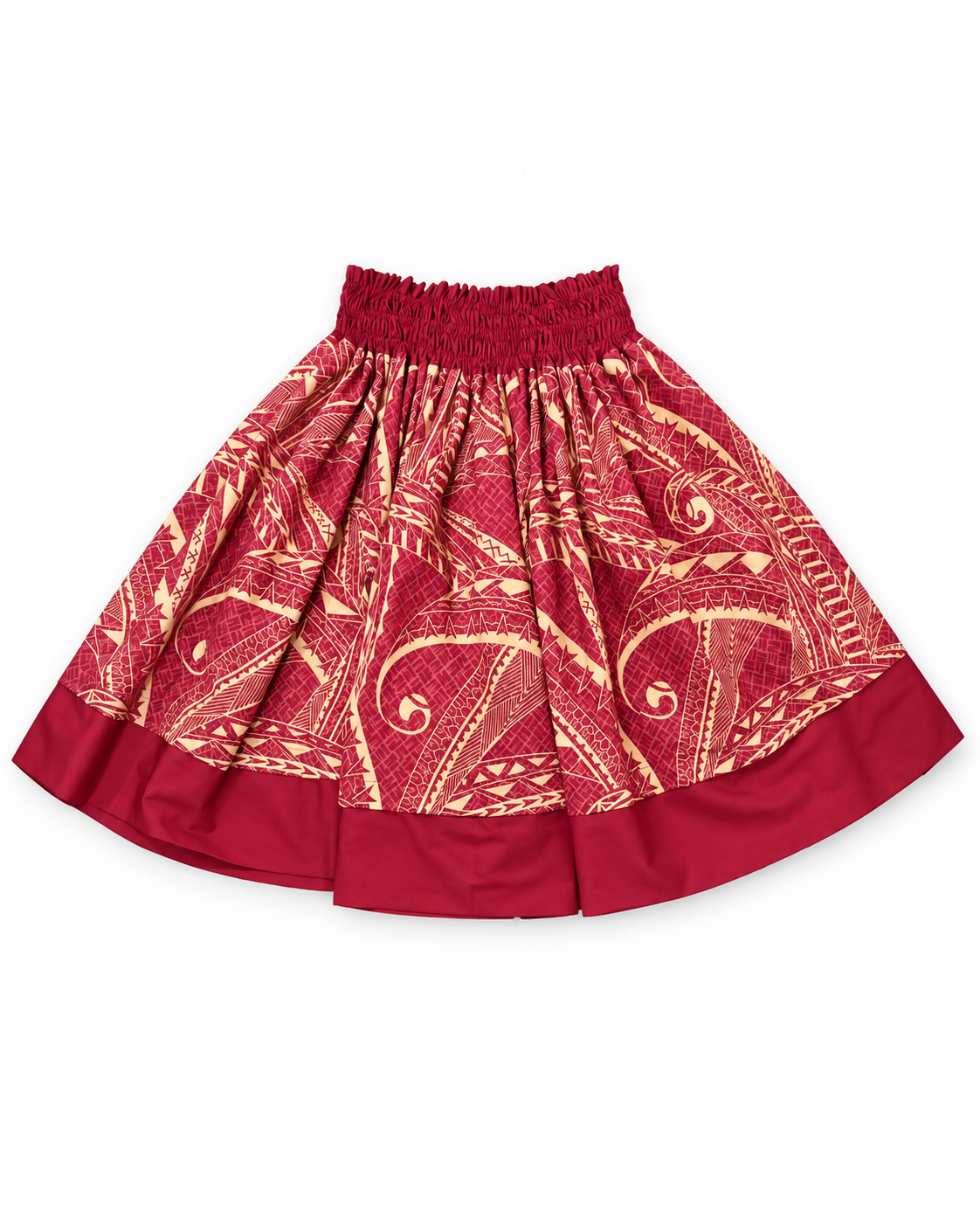 Red Tribal Yellow Floral Reversible Pa'u Skirt