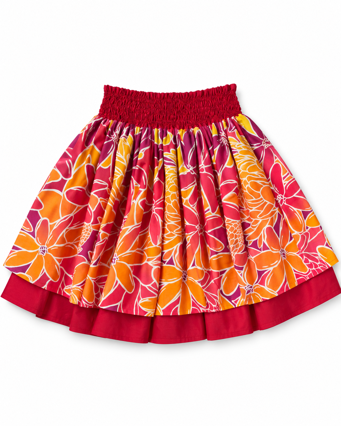 Tiare Sunset and Red 'Ohi'a Lehua Reversible Pa'u Skirt