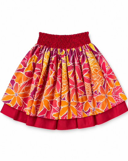 Tiare Sunset and Red 'Ohi'a Lehua Reversible Pa'u Skirt