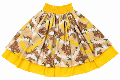 Tribal Lehua and Tan Quilt Leis Reversible Pa'u Skirt