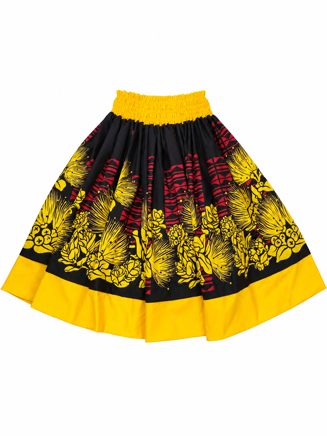 Tribal Lehua and Tan Quilt Leis Reversible Pa'u Skirt