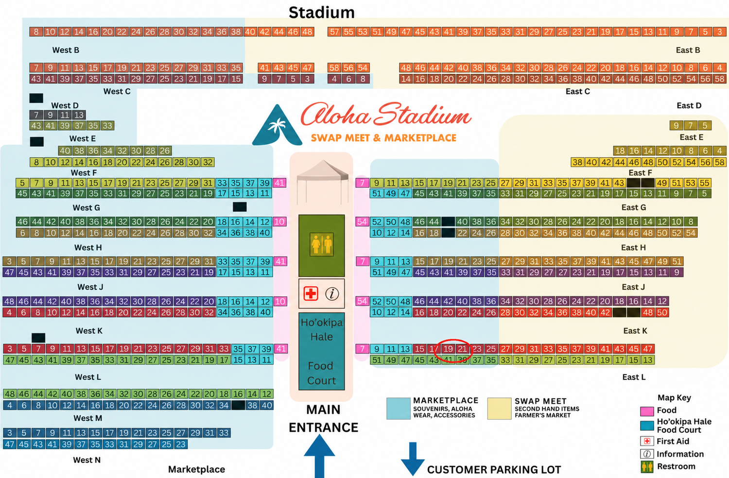 map of aloha stadium swap meet