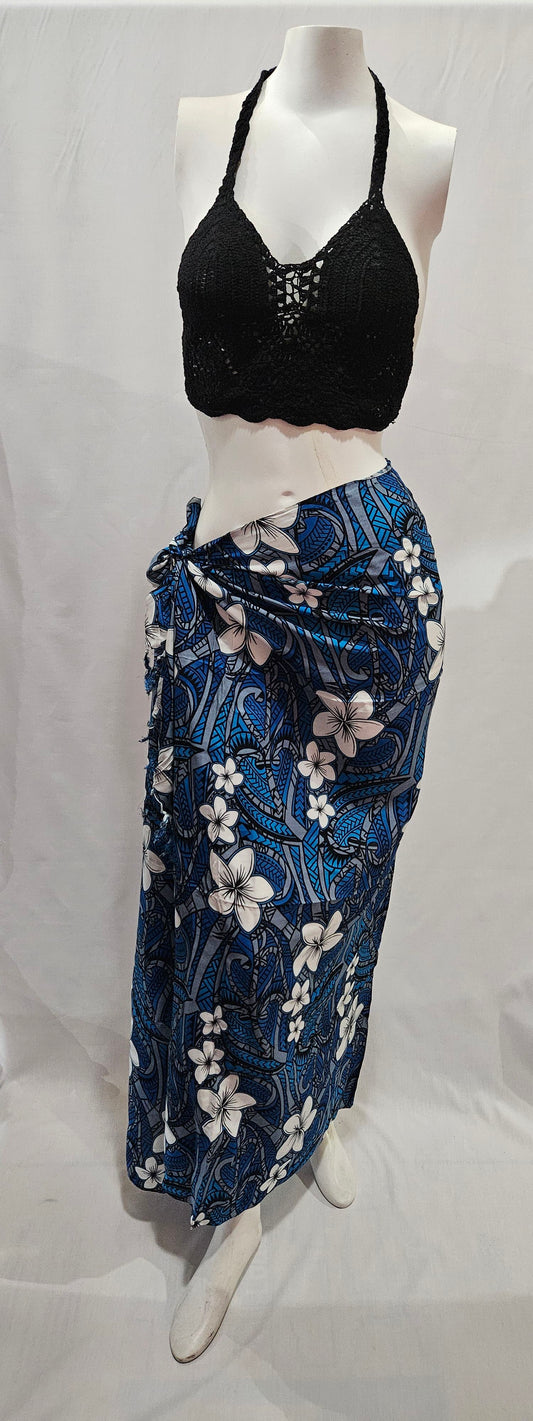 Tribal Plumeria Pareo with Tassels