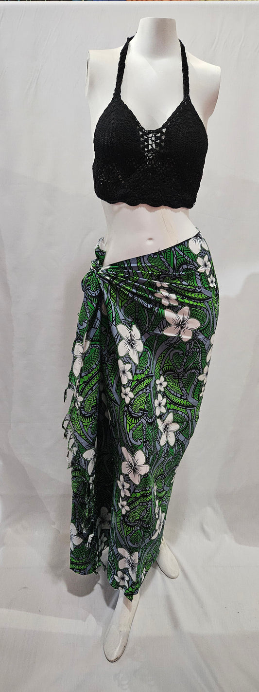 Tribal Plumeria Pareo with Tassels