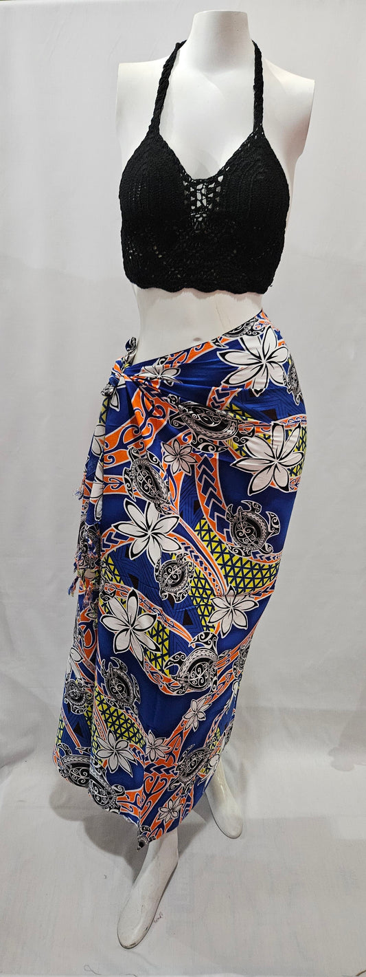 Tribal Turtle Tiare Pareo with Tassel