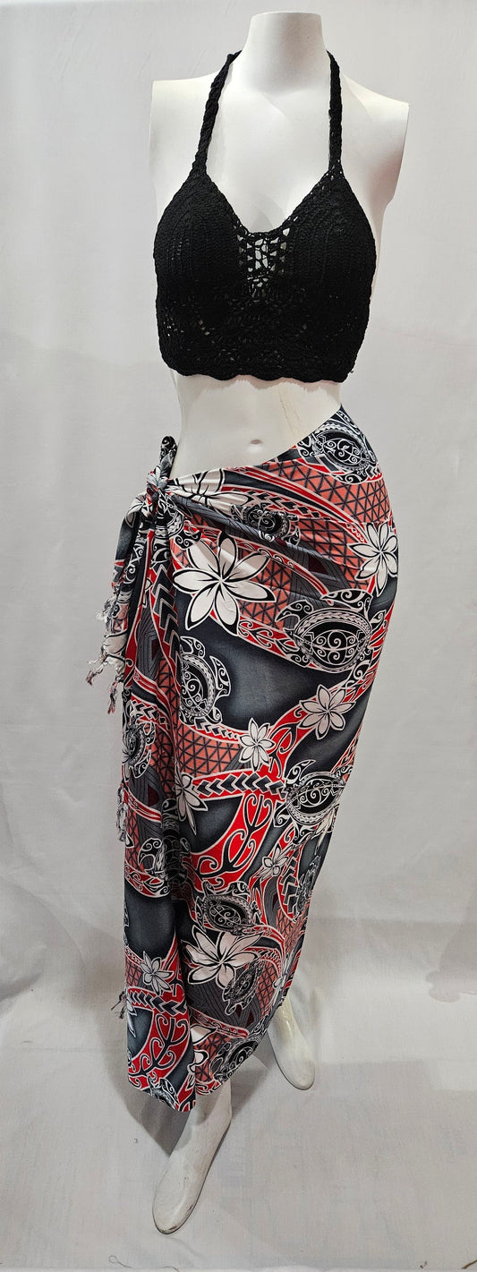 Tribal Turtle Tiare Pareo with Tassel